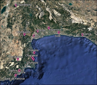 Cartes interactives des site à découvrir dans la région d'Antalya Cartes interactives des site à découvrir dans la région d'Antalya